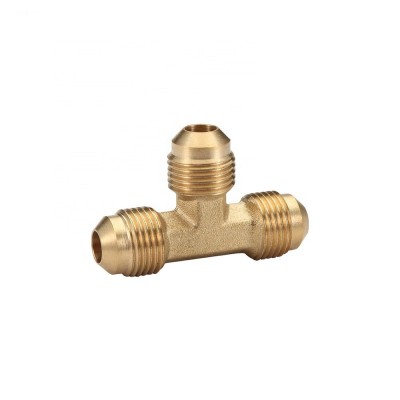 Male thread tee brass invert flare fitting for heating and refrigeration